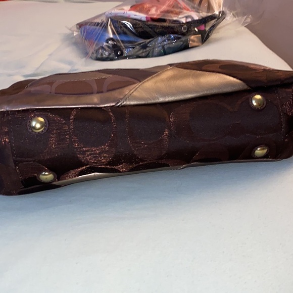 Coach Inlaid Metallic Patchwork Shoulder Bag F20013 Brown EUC main image 0